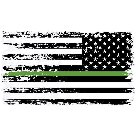 Stickios Reverse Thin Green Line Distressed American Flag Decal - Military & Army Support (5.9" x 3.2")