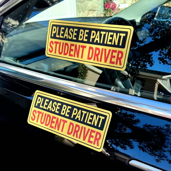 Stickios Student Driver Stickers (Non-Magnetic) - Reusable & Removable (2-Pack)