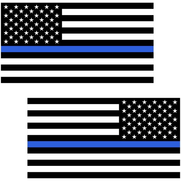 Stickios Thin Blue Line American Flag Decals - Back the Blue, Forward & Reverse (2-Pack, 5.8" x 3.1")