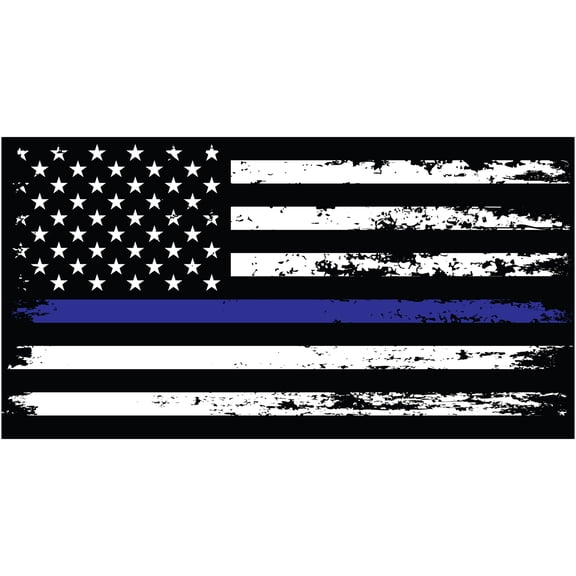 Stickios Thin Blue Line Distressed American Flag Decal - Back the Blue (6" x 3.2")