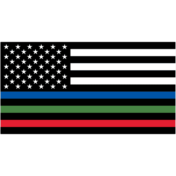 Stickios Thin Blue Red Green Line American Flag Decal - Police, Firefighter & Military (5.8" x 3.1")