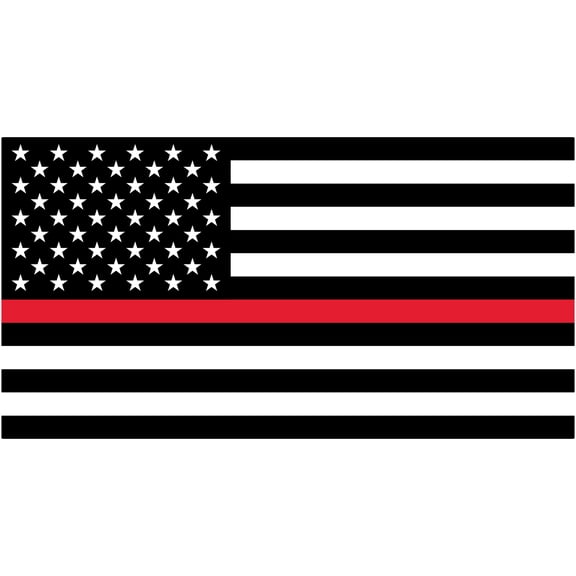 Stickios Thin Red Line American Flag Decal - Firefighter Support (5.8" x 3.1")