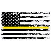 Stickios Thin Yellow Line Distressed American Flag Decal - 911 Dispatcher Support 5.9" x 3.2"