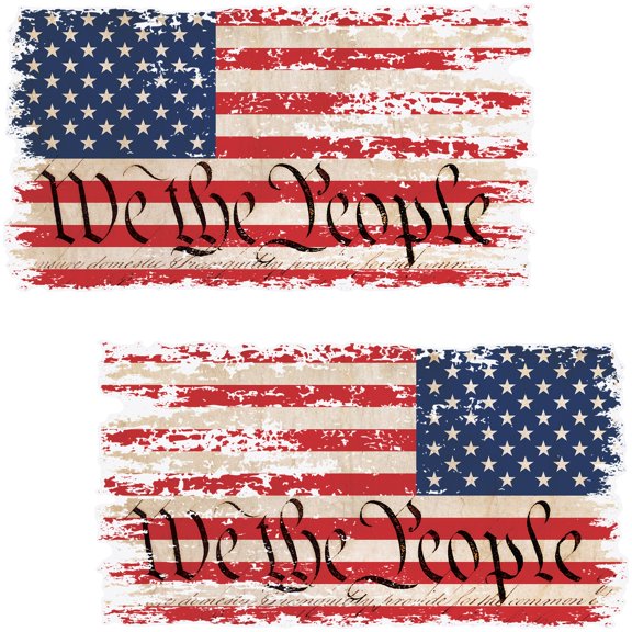 Stickios We The People Distressed American Flag Decals - Forward & Reverse (2-Pack, 5.9" x 3.2")