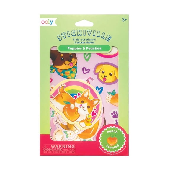 Stickiville Stickers: Puppies & Peaches - Scented (2 Sheets & 6 Die-Cut) (Paper) (Other)