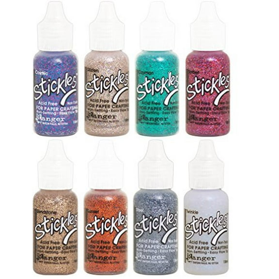 Stickles Ranger - 2018 Glitter Colors - Cosmic, Glisten, Cayman, Sandstone, Sorbet, Steel, Sunset and Twinkle - 8 Items