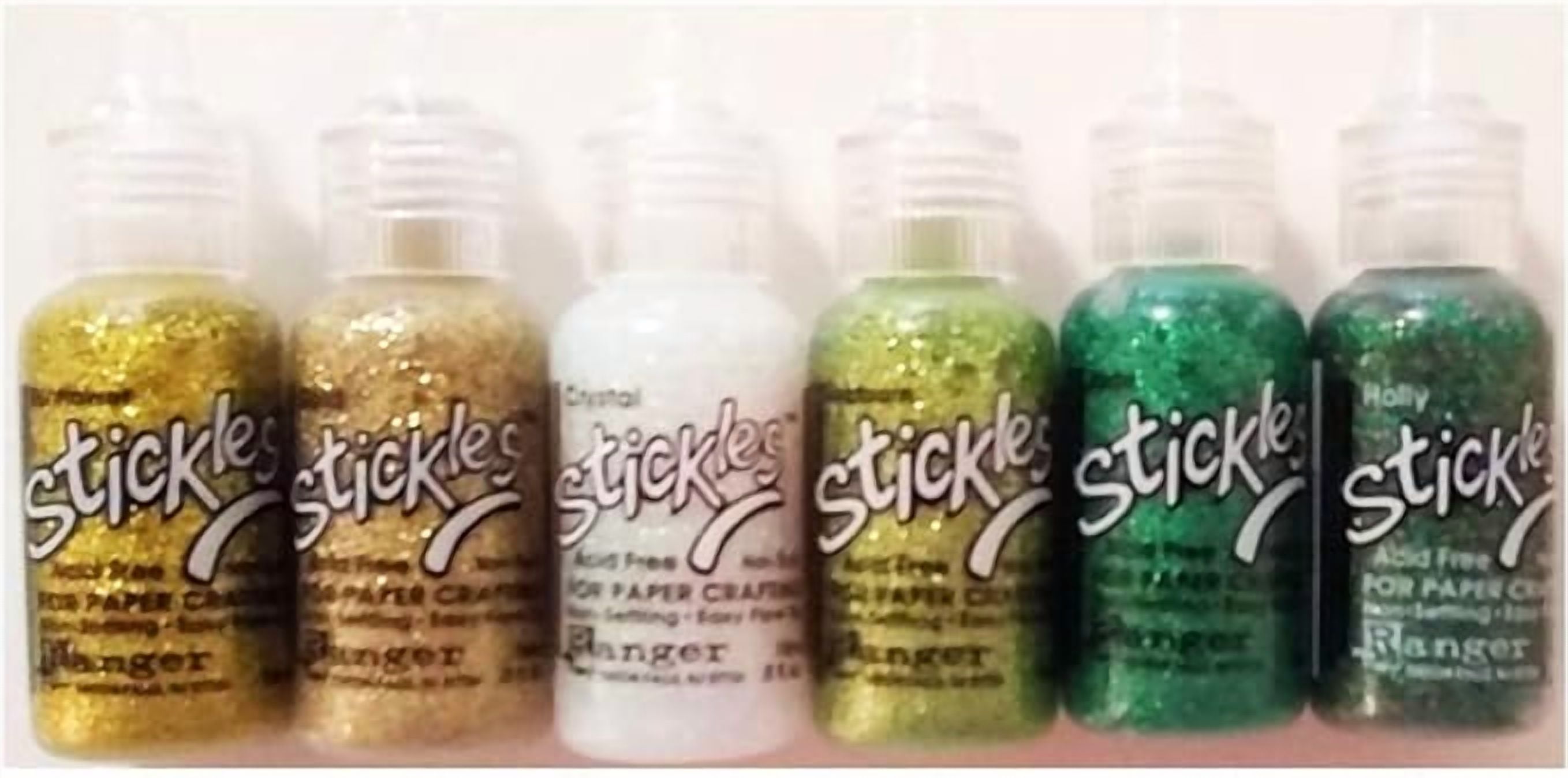 Stickles Ranger Glitter Glue Bundles - Six .5 fl oz Bottles (Greens & Golds)