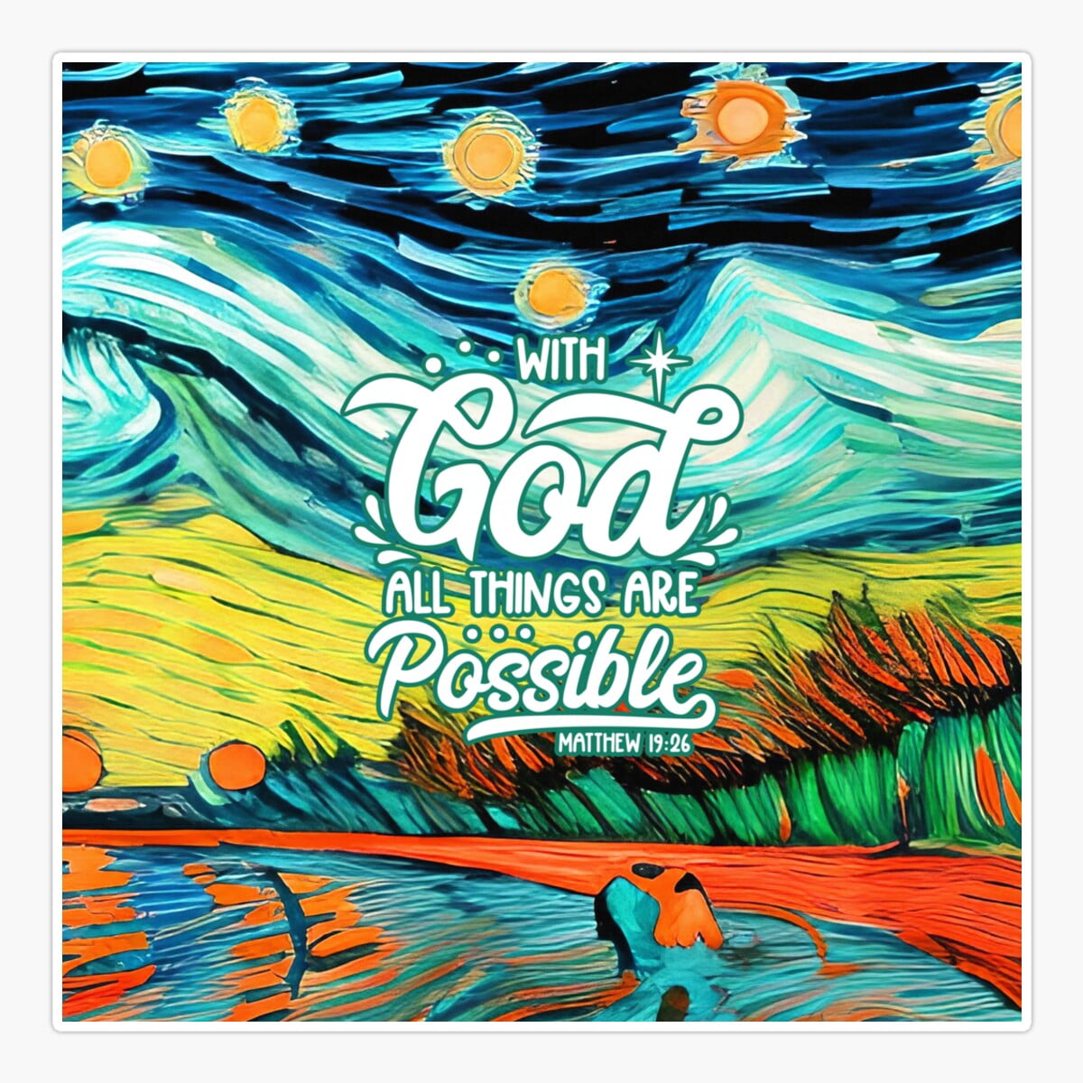 Stickly Bible Verses For Healing - Matthew 19:26 - Square - Colorful ...