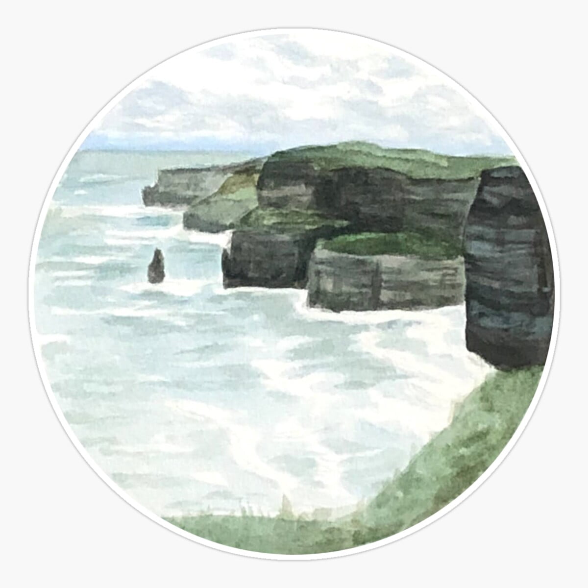Stickly Circle Painting - Cliffs Omoher Sticker, Phone Decal Water ...