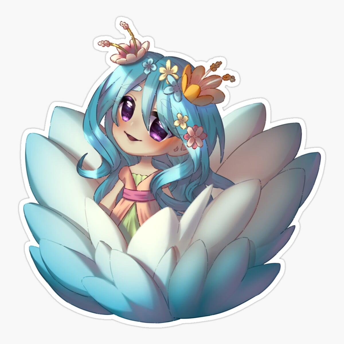 Tickly Sticker Stickly Clam Flower Girl Sticker, Phone Decal Water Bottle Stickers Car ...