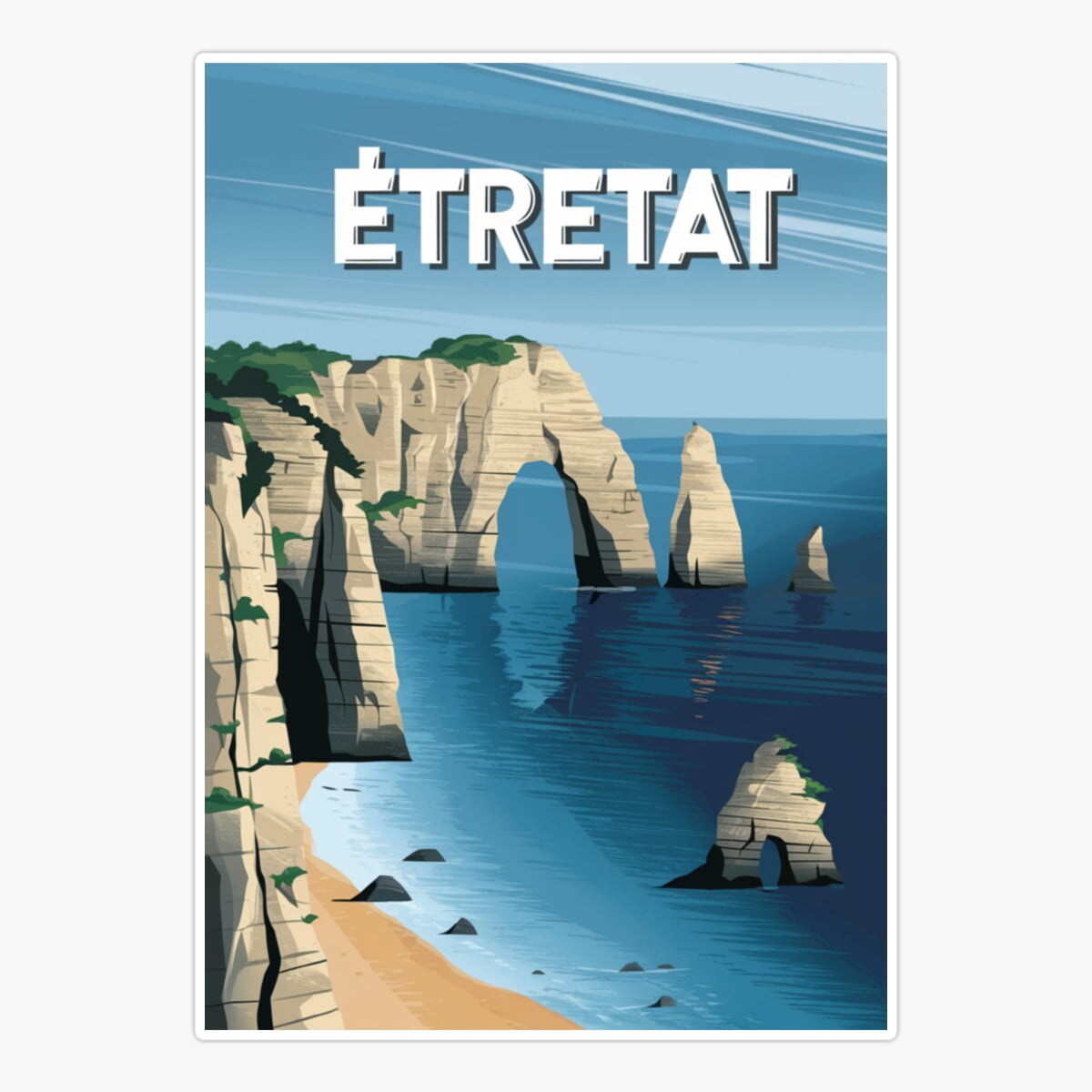 Stickly Cliffs Oétretat Sticker, Phone Decal Water Bottle Stickers Car ...