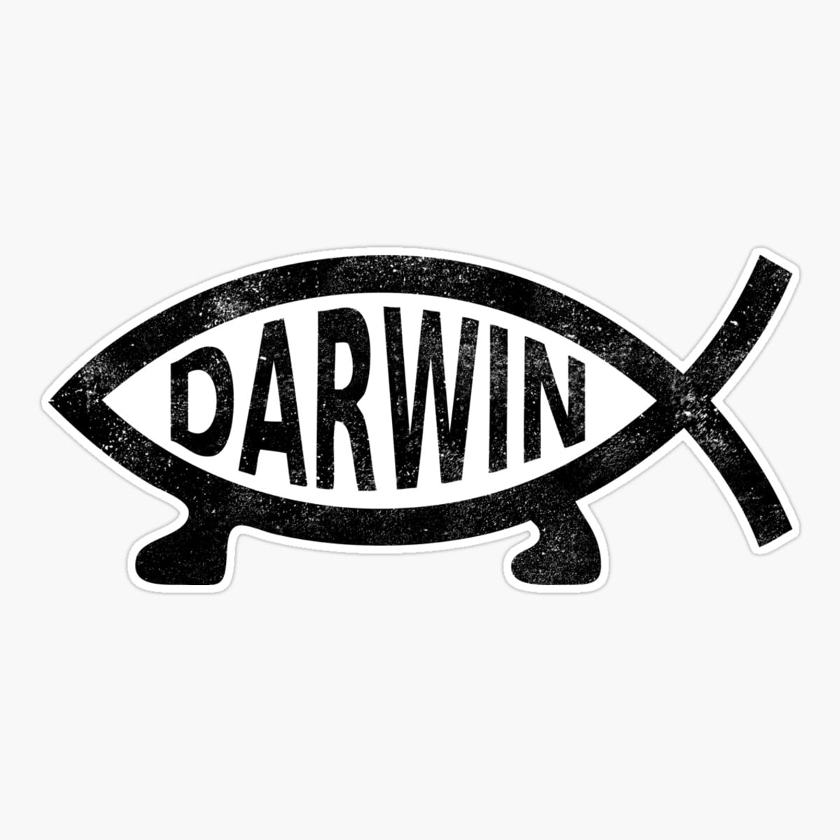 Stickly Darwin Fish (Distressed Design) Sticker, Phone Decal Water ...