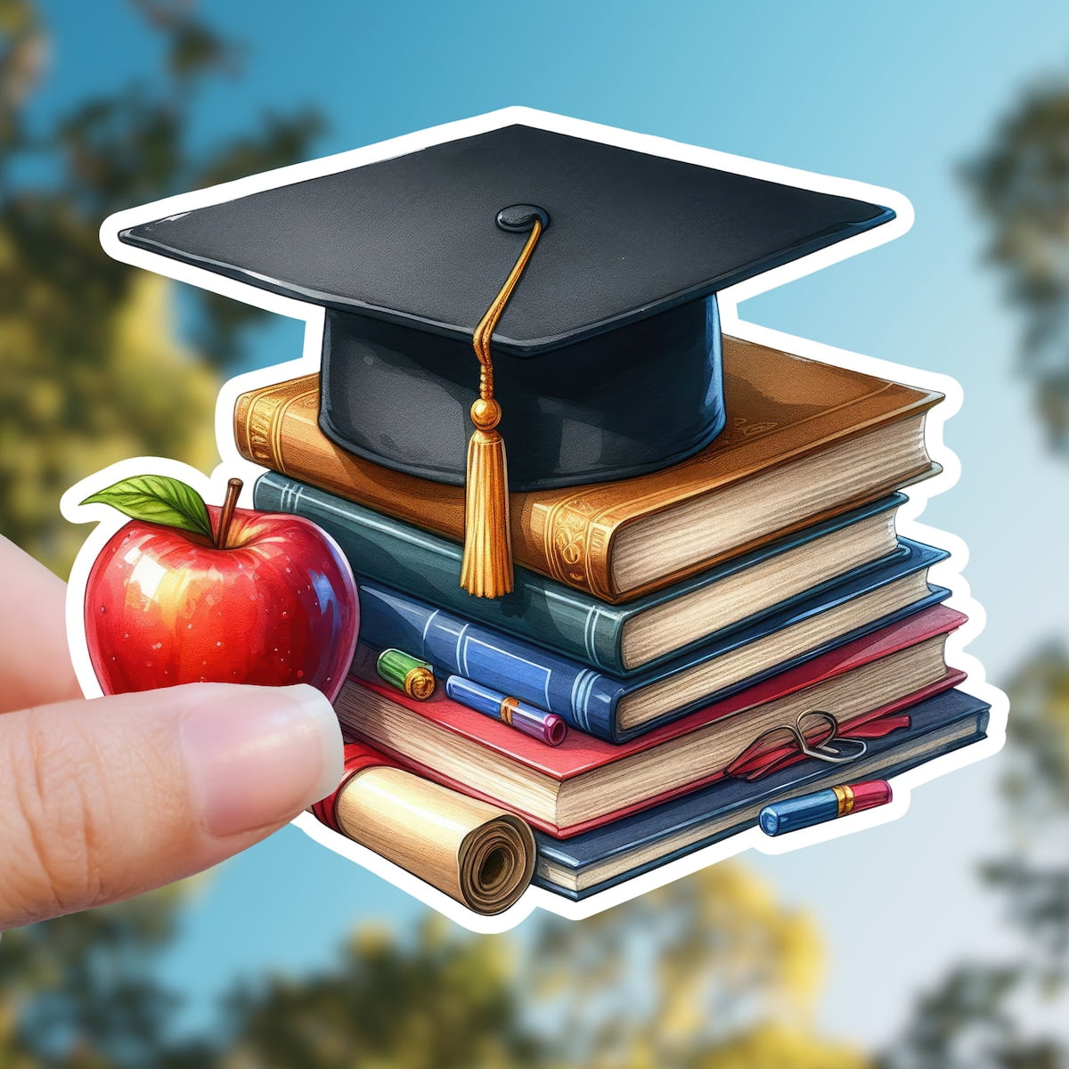 Graduation Sticker Stickly Graduation Sticker Stack Of Books Science Globe Graduation Gift ...