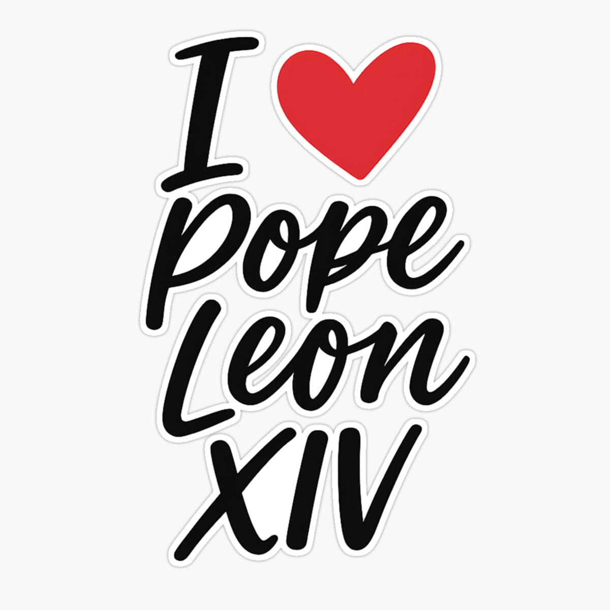 Stickly I Love Pope Leo Xiv Sticker, Phone Decal Water Bottle Stickers ...