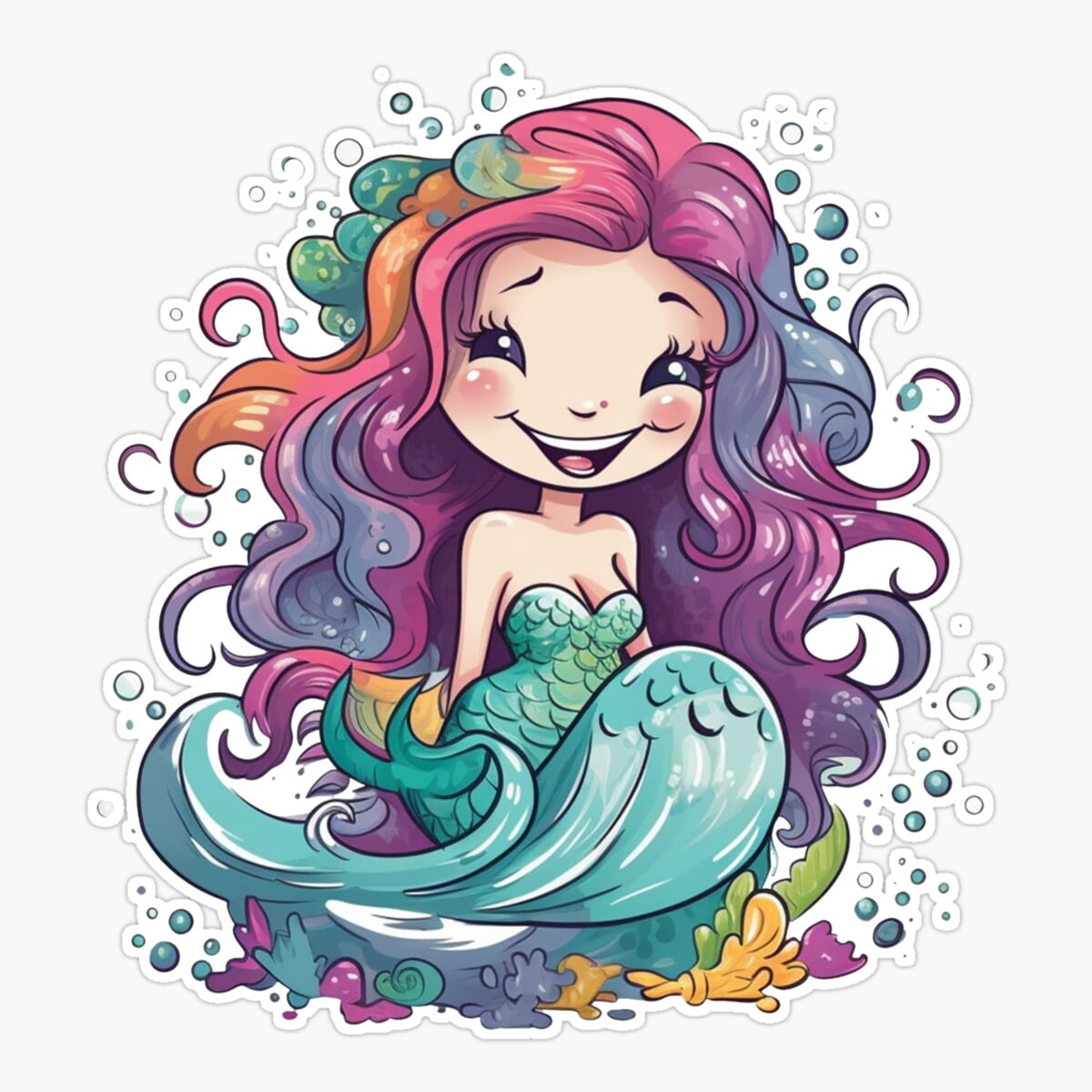Tickly Sticker Stickly Mermaid Moods Playfully Splash Onto Our Design Tote Sticker ...