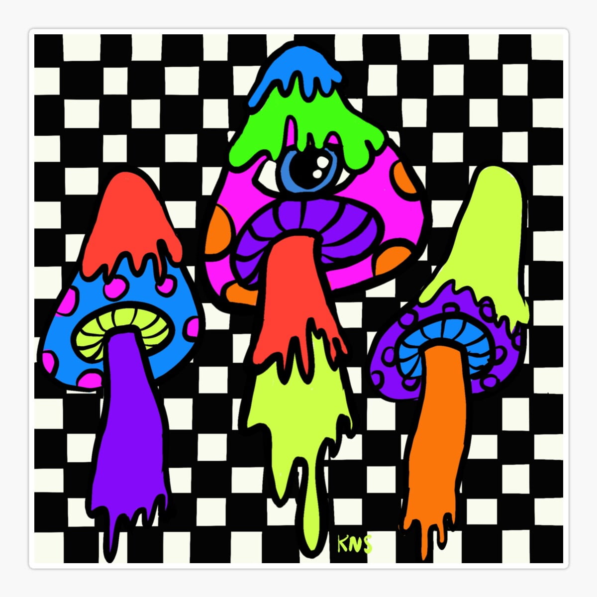 Stickly Neon Shroomies Sticker, Phone Decal Water Bottle Stickers Car ...