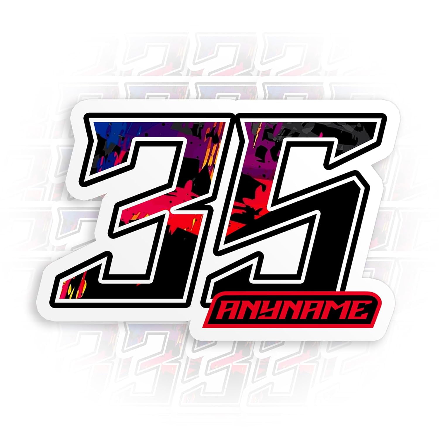 Stickly Number Sticker Car Door Racing Moto Name Race Die-Cut Vinyl ...