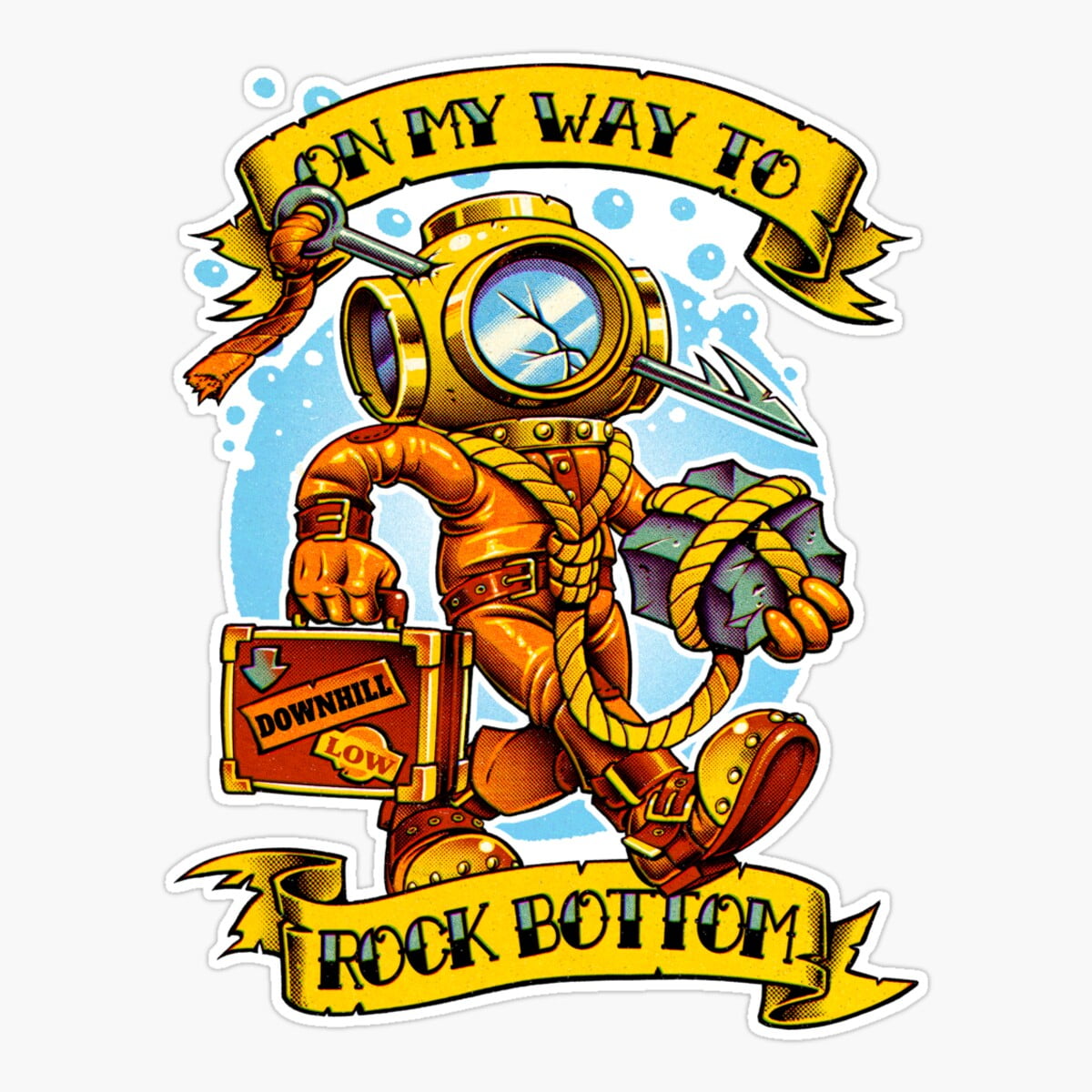 Stickly On My Way To Rock Bottom Sticker, Phone Decal Water Bottle ...