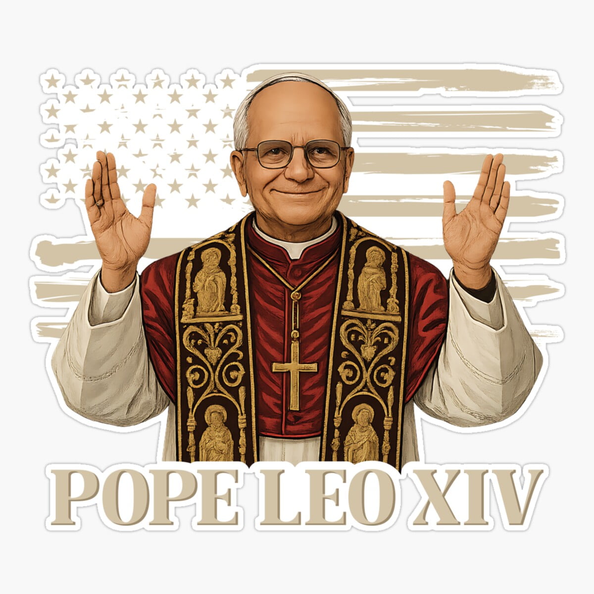 Stickly Pope Leo Xiv Cardinal Robert Prevost Papa León 14 Sticker ...