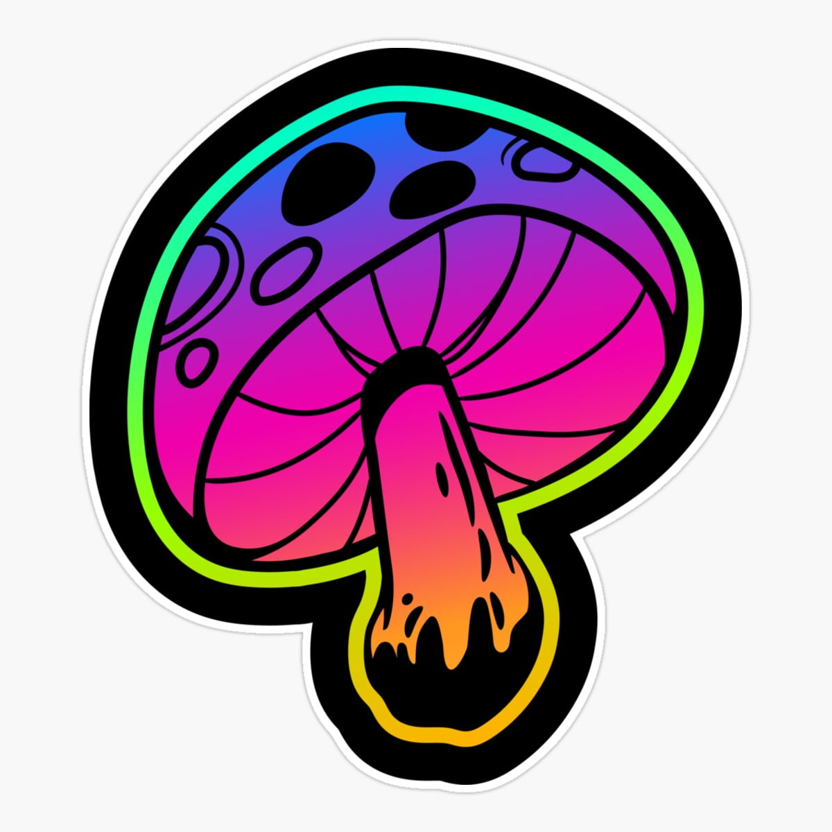 Stickly Psychedelic Mushroom Bright Color Shrooms Sticker, Phone Decal ...