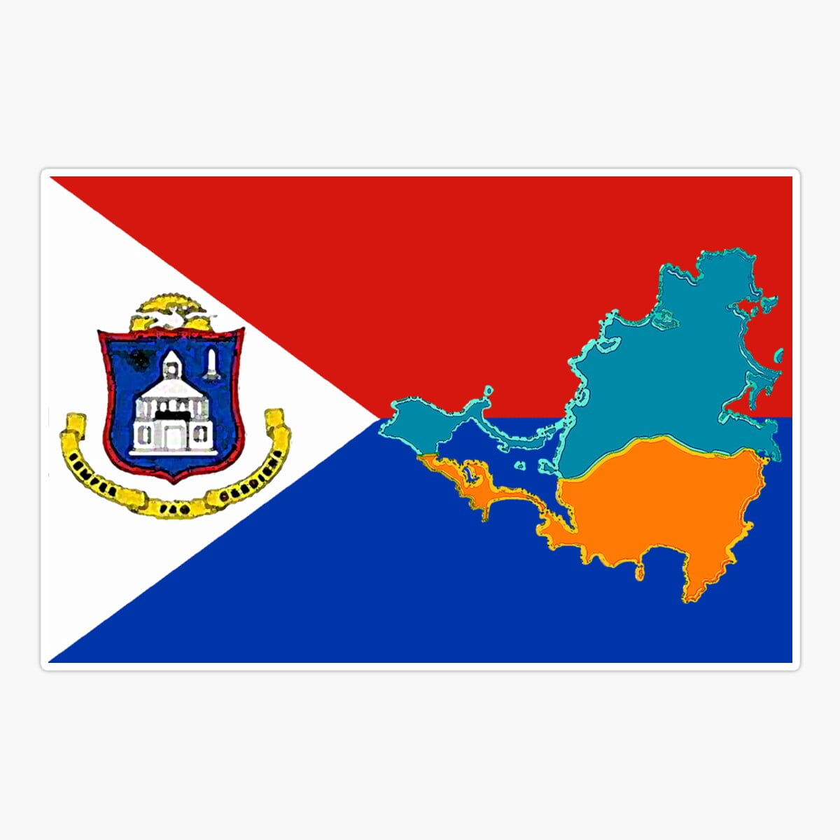 Stickly St Saint Martin Flag With Map Ost Martin Sint Maarten Sticker ...