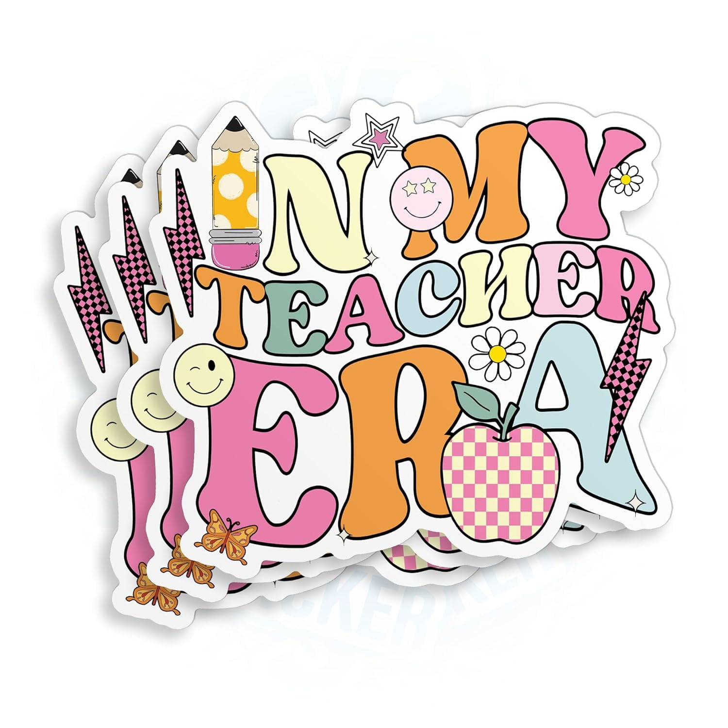 Tickly Sticker Stickly In My Teacher Era Sticker Funny Flower Student Back To School ...