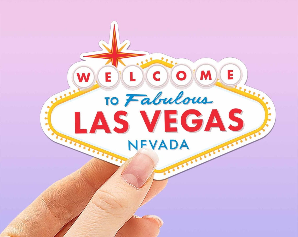 Vagabond Heart Las Vegas Sticker - Weatherproof Vinyl Decal, 2.25" X 3", Nevada Souvenir