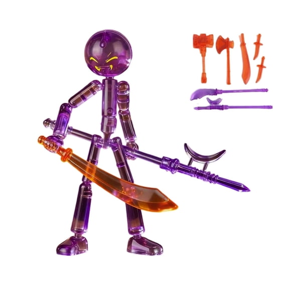 Stickman Action Figure,4.7" Poseable Collectible Figure Set with 7 Weapons, Stop Motion Ready, Funny Desk Decor & Gift for Adults