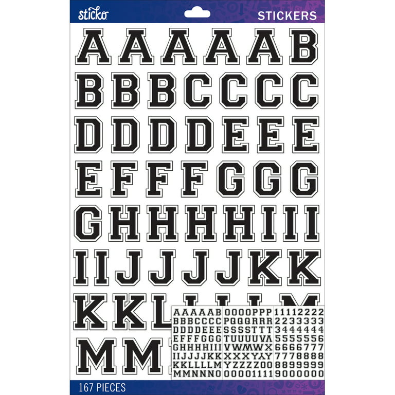 Sticko Alphabet Stickers-Black Varsity Large