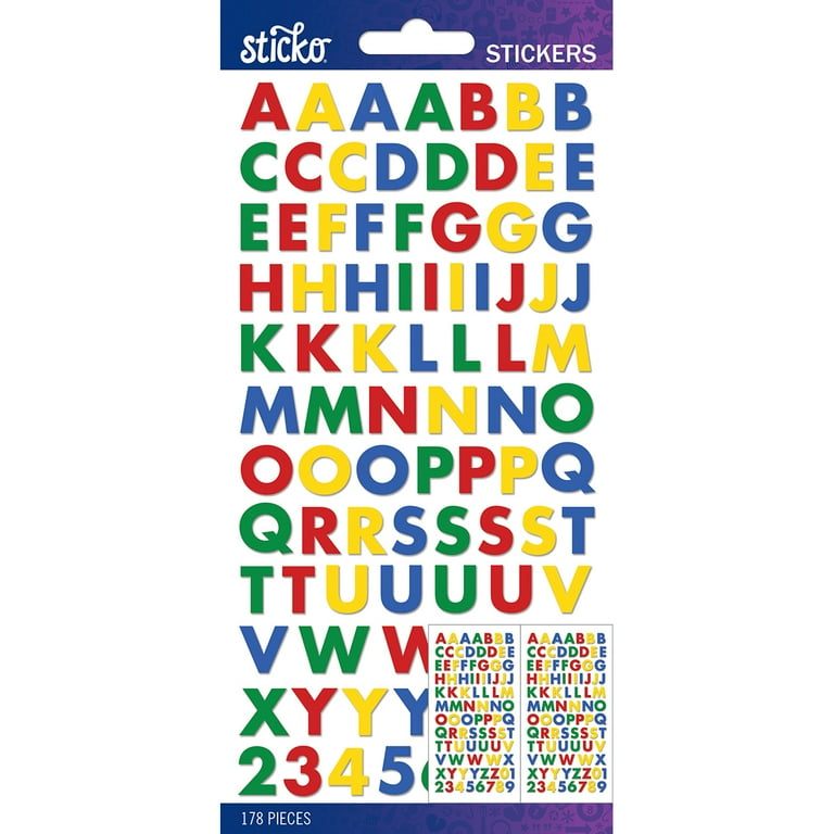 Sticko Alphabet Stickers-Primary Futura Bold Small, Pk 6, Sticko