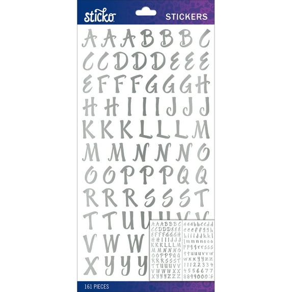Sticko Alphabet Stickers-Silver Foil Brush Small