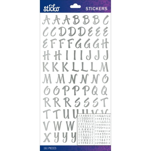 Sticko Alphabet Stickers-Silver Foil Brush Small