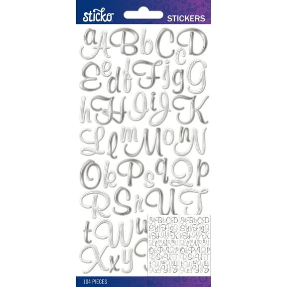 Sticko Alphabet Stickers-Silver Foil Script Small
