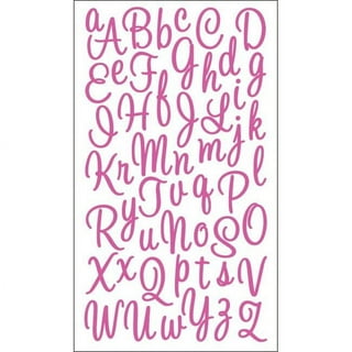 Glitter Cursive Alphabet Letter Stickers, 1-Inch, 50-count, Pink 