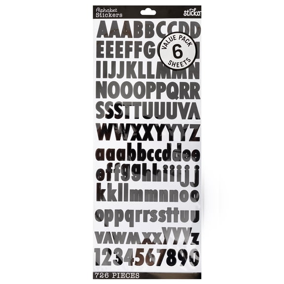 Sticko Black, Gold, & Silver Futura Alphabet Vinyl Stickers