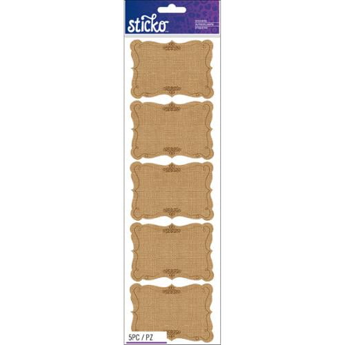 Sticko Burlap Scroll Frame Stickers, 5 Piece