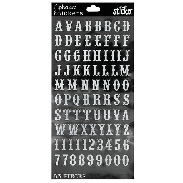 Sticko Carnival Small White Glitter Alphabet Stickers, 83 Piece