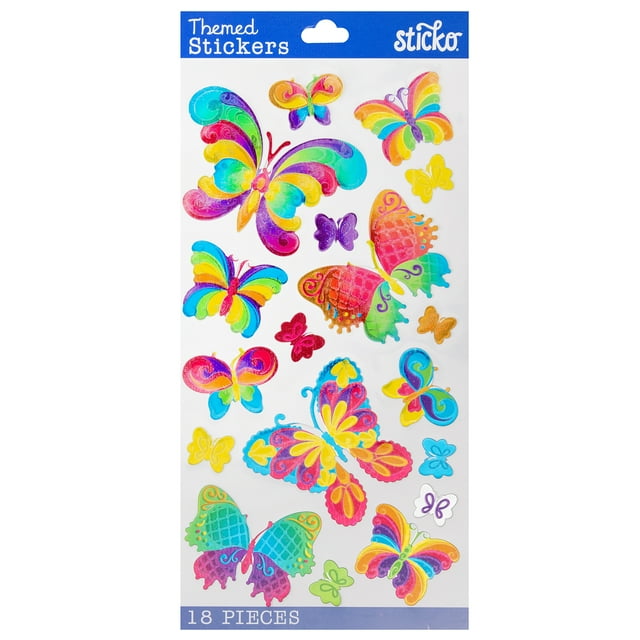 Sticko Classic Multicolor Stained Glass Butterfly Paper Stickers - 18 ...