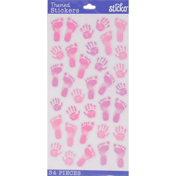 Sticko Classic PVC Multicolor Pastel Baby Girl PVCStickers, 34 Piece