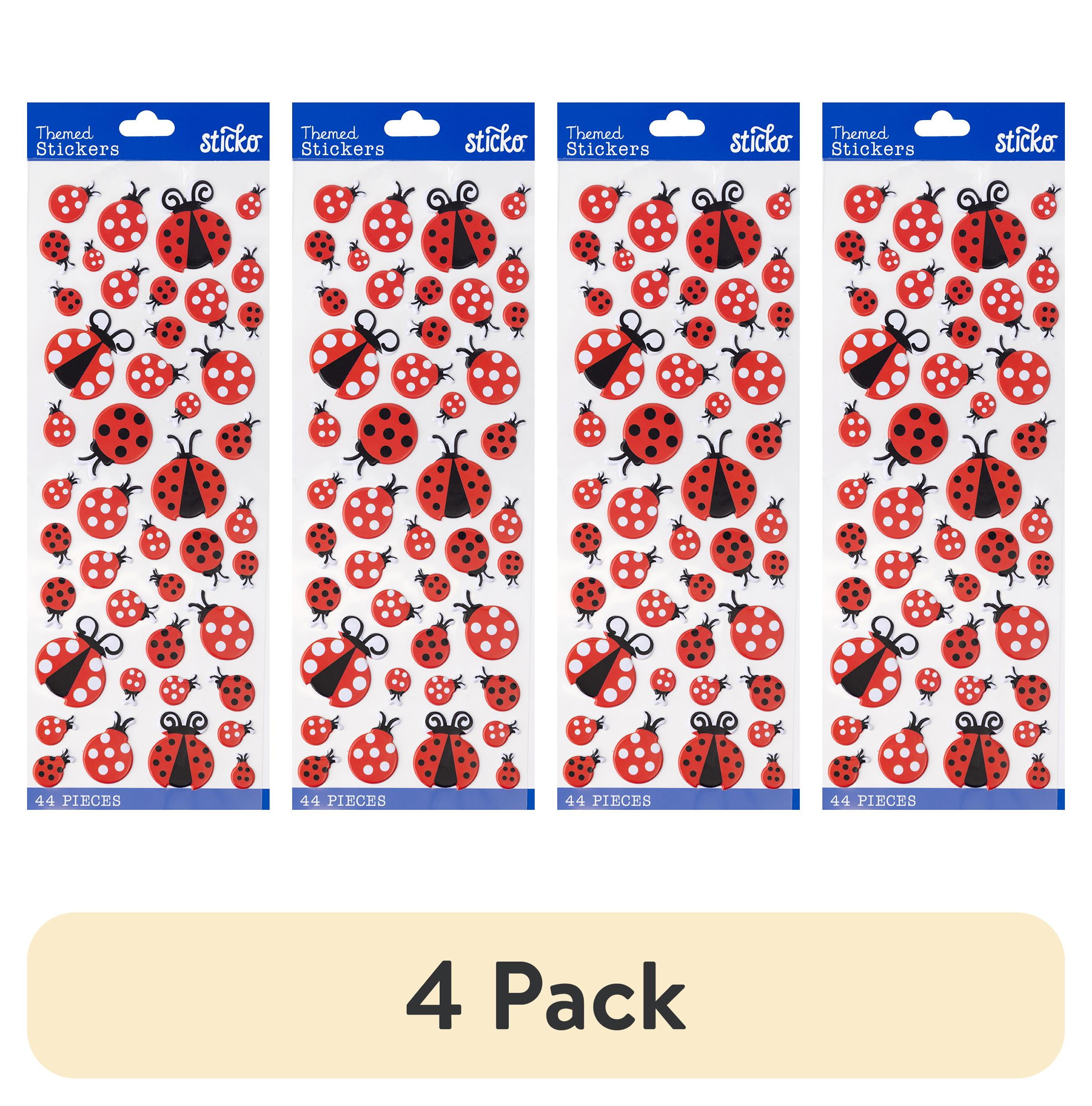 Sticko Classic Solid Multicolor Puffy Themed Ladybugs Plastic Stickers, 44  Pieces 