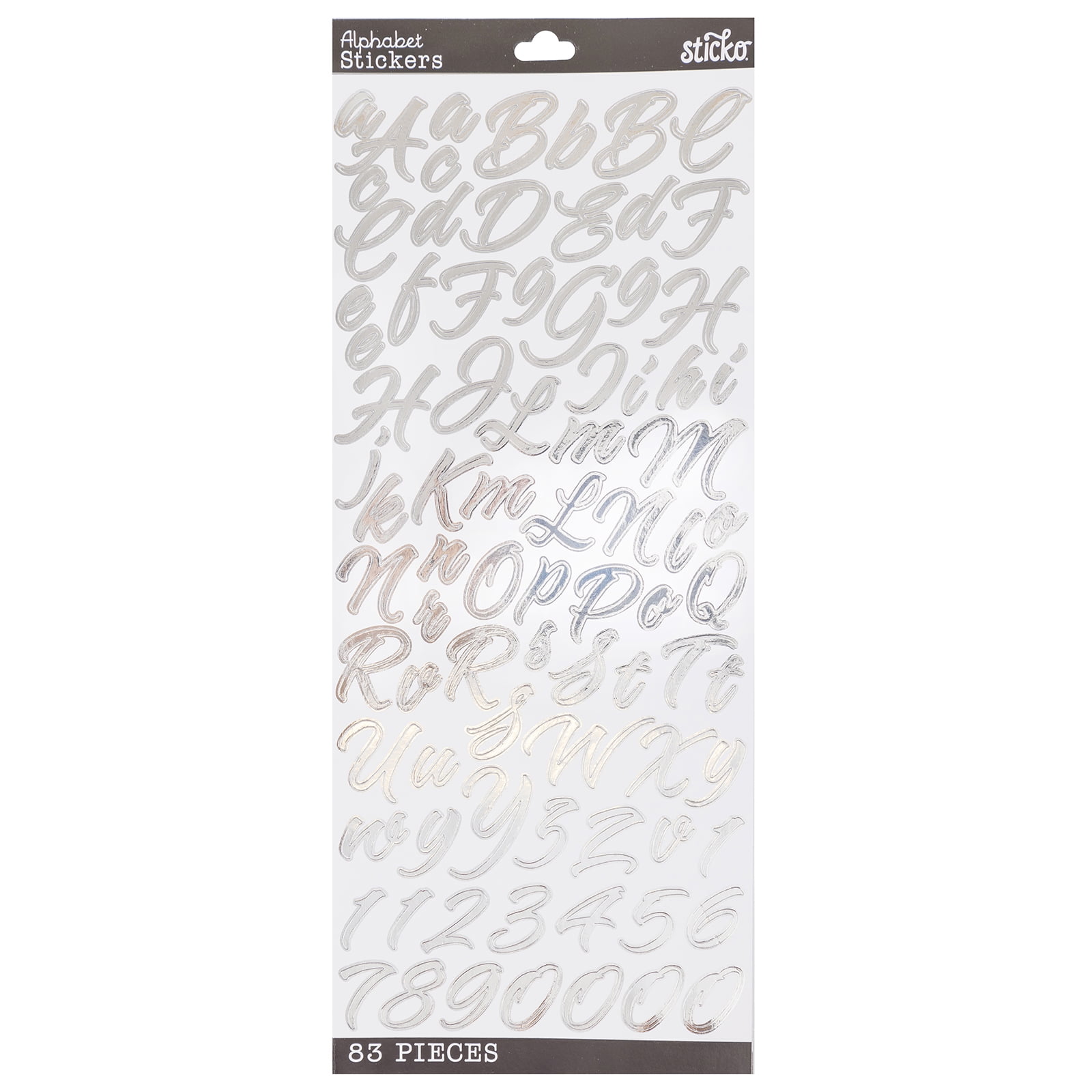 Sticko Alphabet Stickers-Silver Foil Script Small