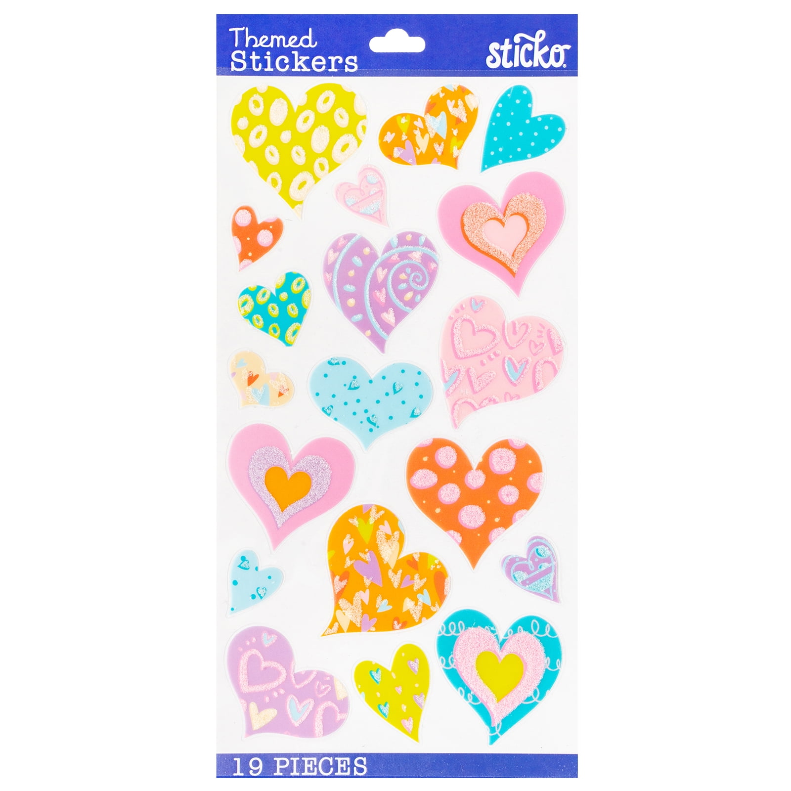 Sticko Multicolor Patterned Heart Flat Stickers, 38 Piece c