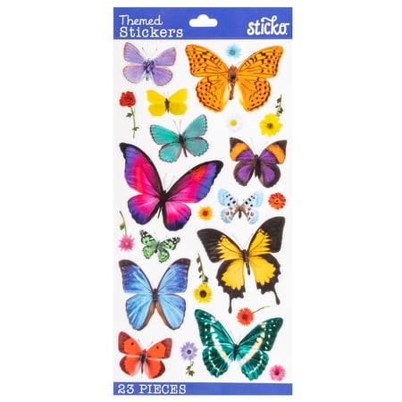 Sticko Multicolor Photoreal Butterfly Flat Stickers, 46 Piece c