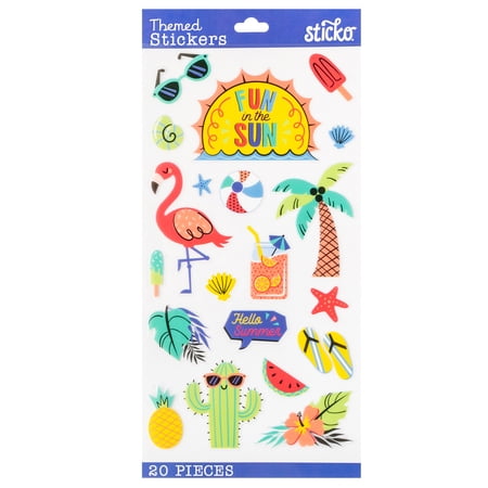 Sticko Multicolor Tropical Flat Stickers, 40 Piece