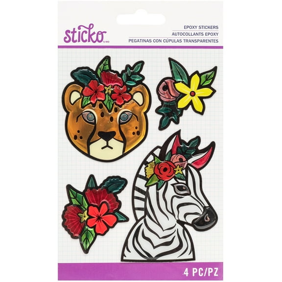 Sticko Raised Channel Epoxy Stickers-Jungle Animals
