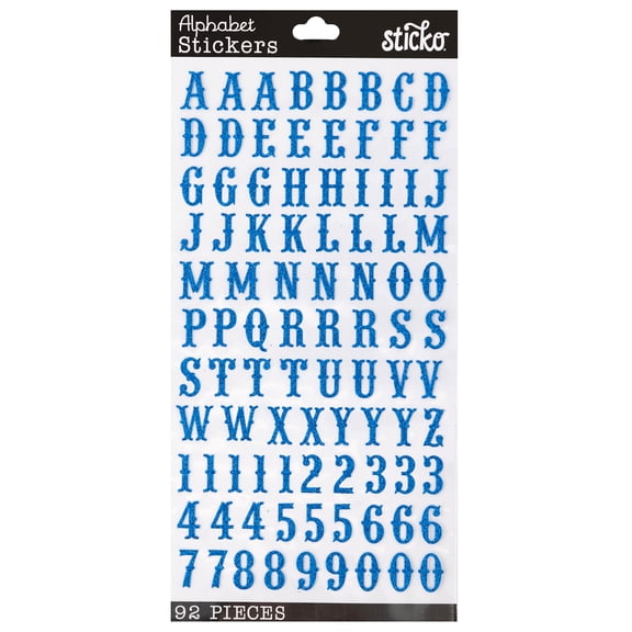Sticko Solid Carnival Blue Alphabet Vinyl Stickers, 92 Pieces