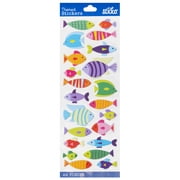Sticko Solid Classic Multicolor Puffy Fish Vinyl Sticker, 22 Piece