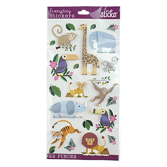 Sticko Everyday Jungle Animals Stickers, 22 Pieces