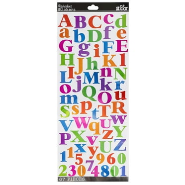 Sticko Solid Large Multicolor Mylar Alphabet Paper Sticker, 67 Piece