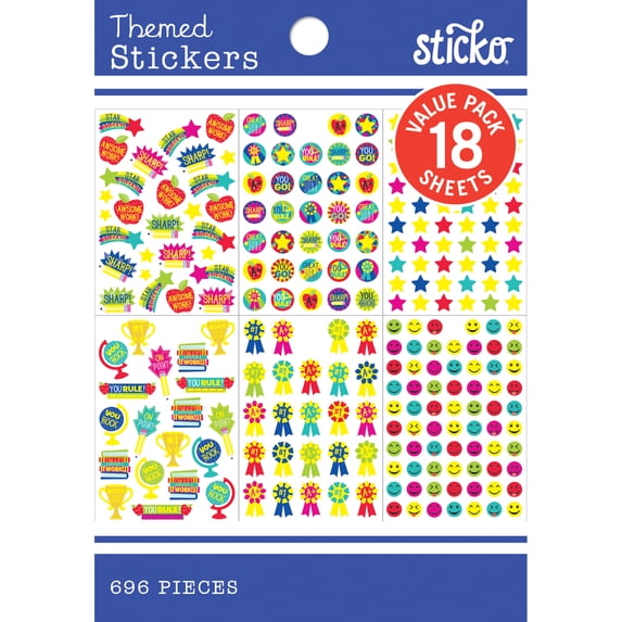 Sticko Solid Multicolor Paper Stickers, 696 Pieces Scrapbooking Kits